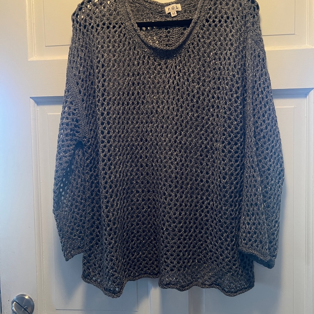 POL Women's Charcoal Open-Knit Sweater New w/o tags